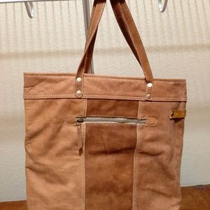 Leather shoulder tote